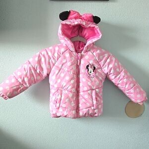 Kids 4 Disney Minnie Mouse Pink Polka Dot Winter Jacket